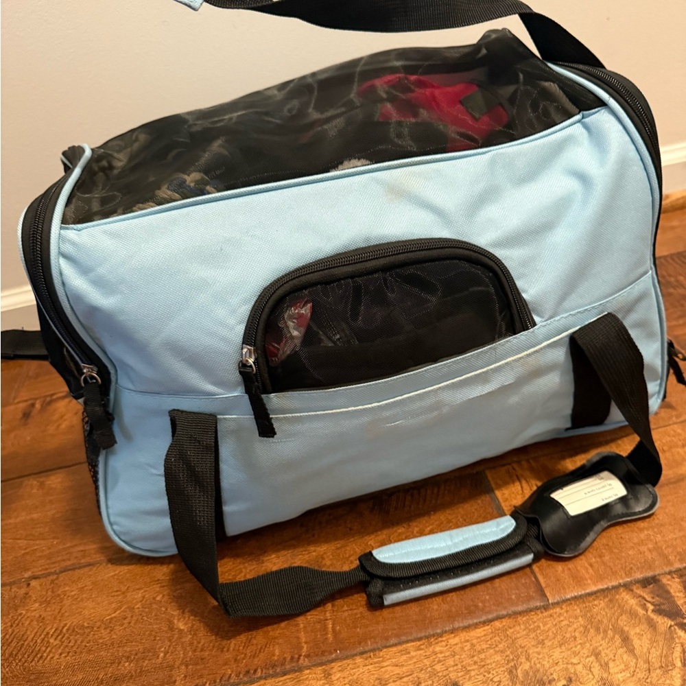 Light Blue and Black Men's Travel Bag